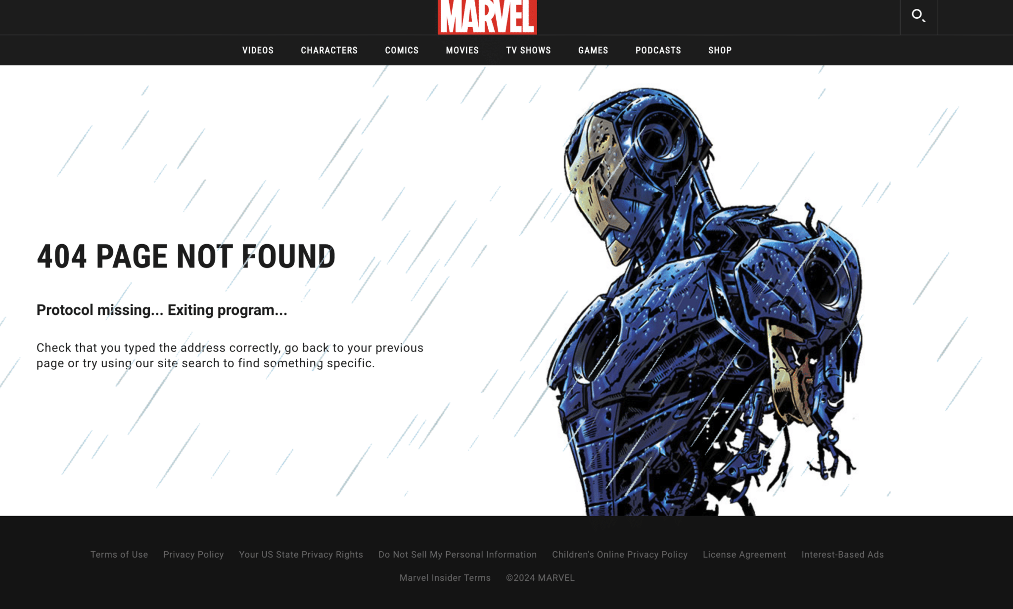 Marvel 404 page