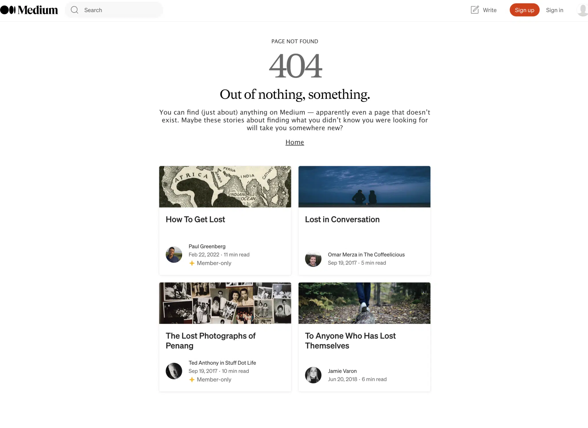 Medium 404 page