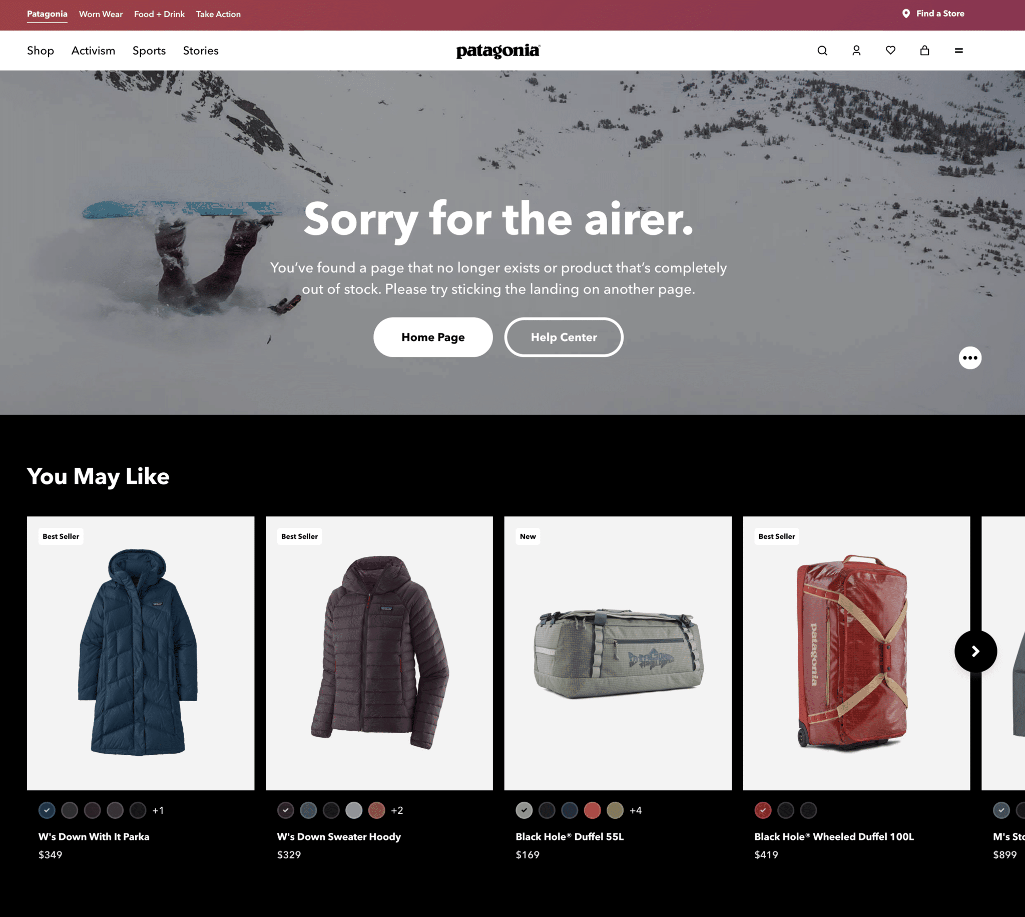 Patagonia 404 page