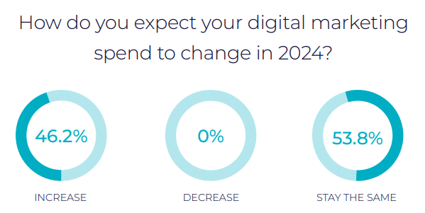 Digital marketing spend in 2024 - survey question