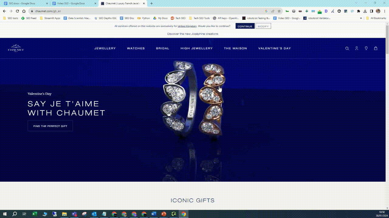 Homepage with hero video on chaumet.