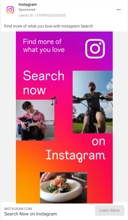 Instagram ad as a search engine