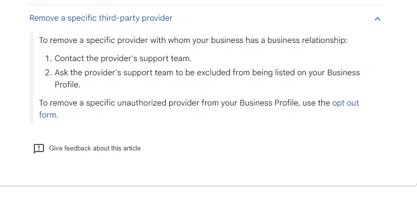 Remove a specific third-party provider