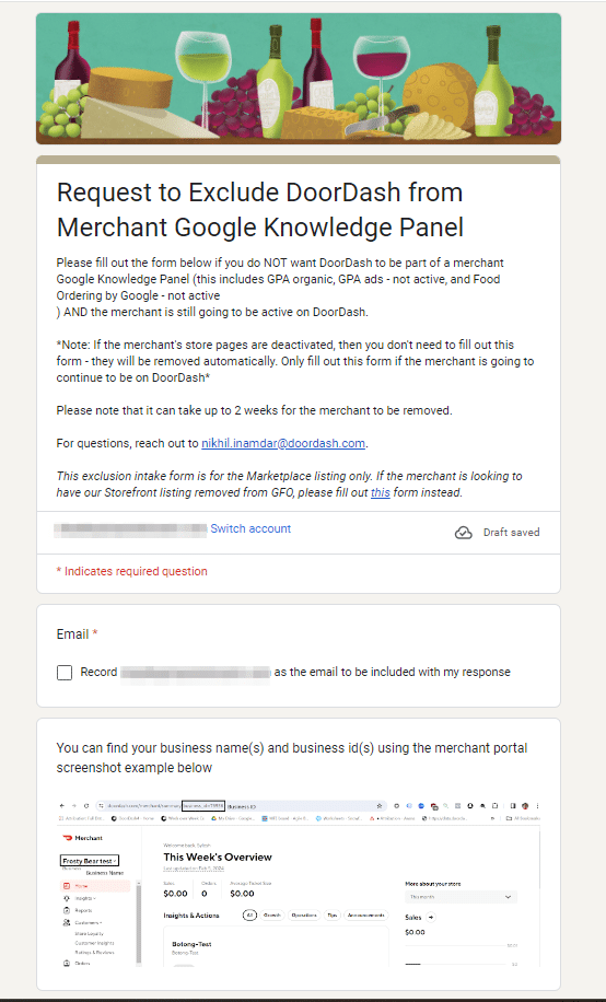 Request to exclude DoorDash from NMX