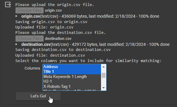 Similarity matching fields