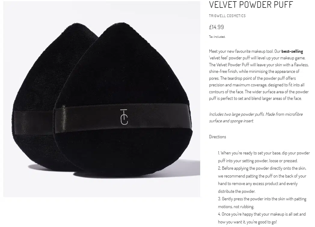 Velvet Powder Puff - Ecommerce product description