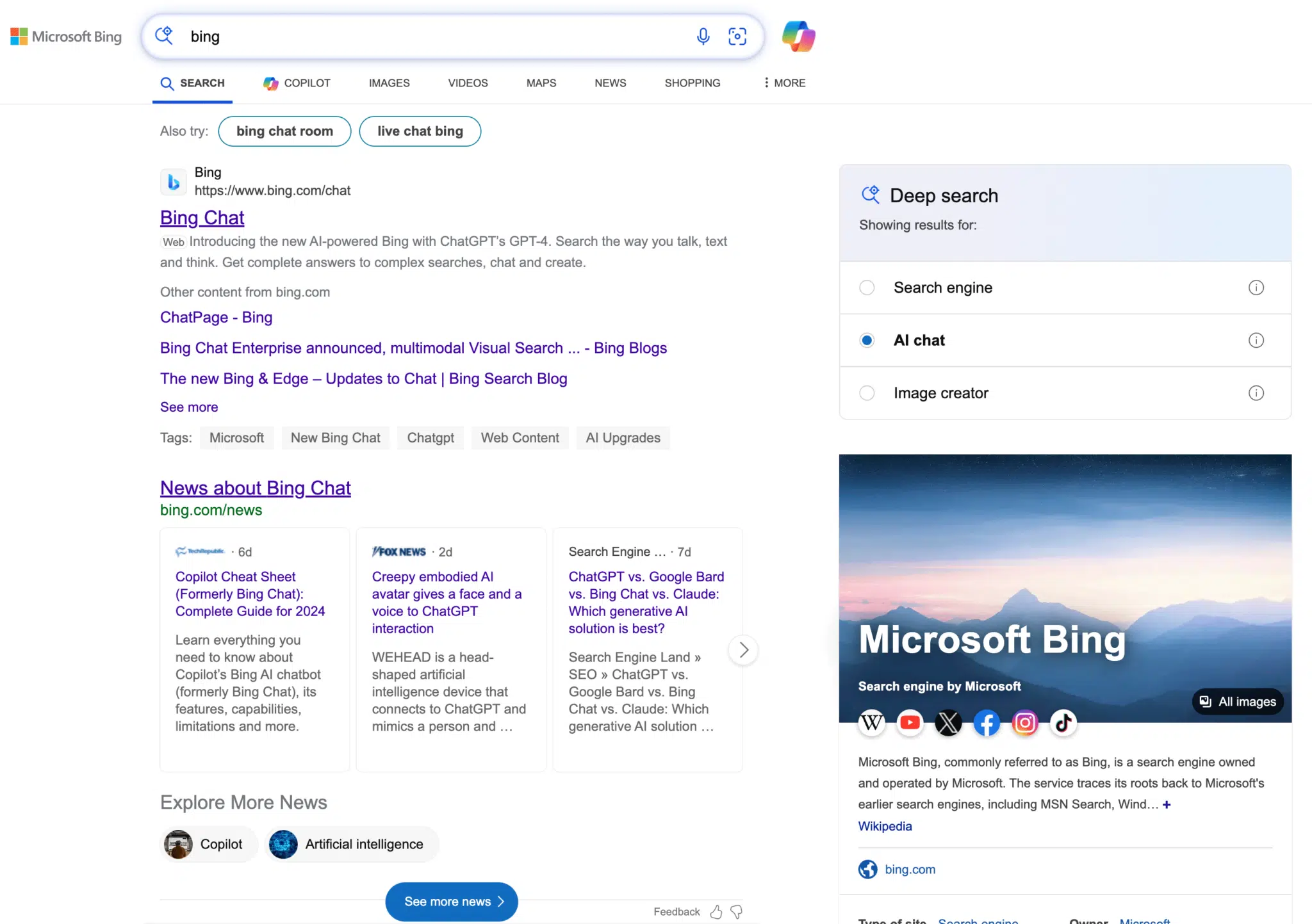 Bing Bing Deep Search