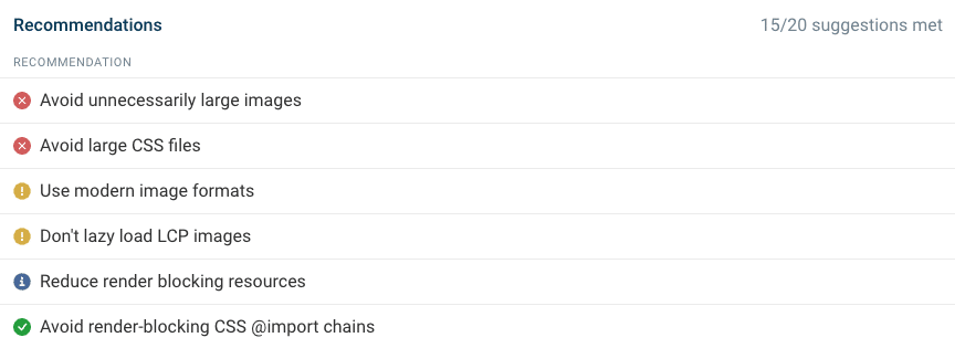 DebugBear page speed recommendations