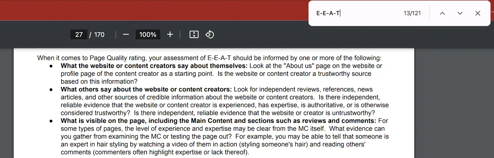 Google’s search quality rater guidelines - E-E-A-T mentions