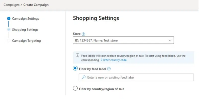 Microsoft Feed Lavels Shopping Settings