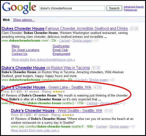 Early structured data in Google SERPs
