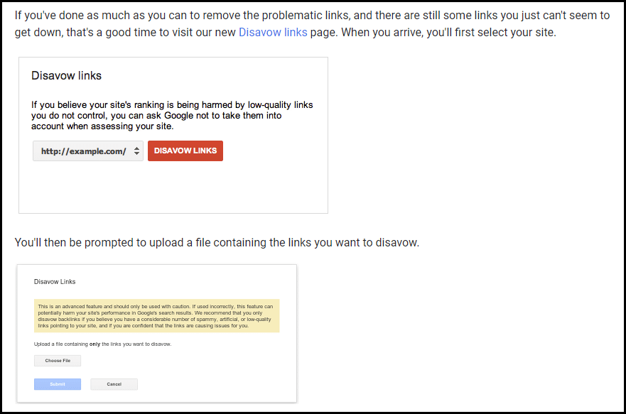 Link disavow tool - Google