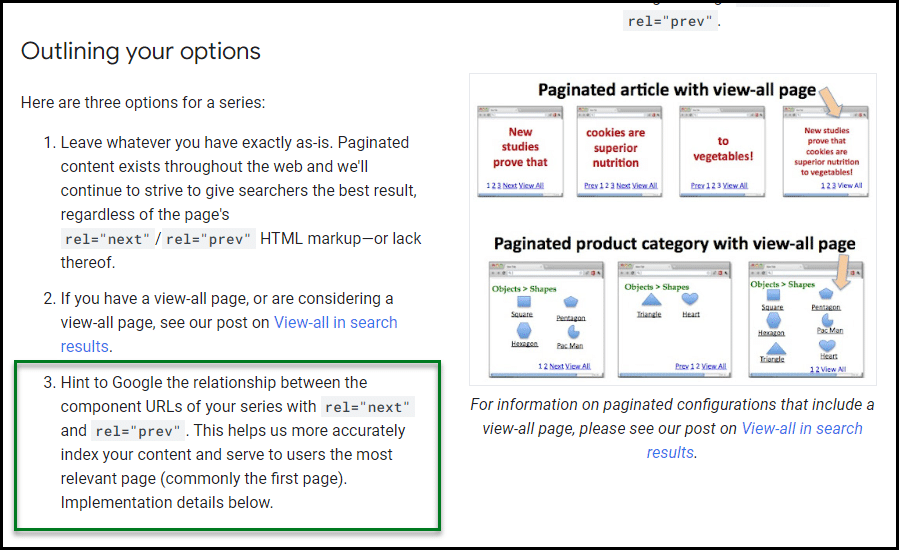 Rel="prev" and rel="next" per Google