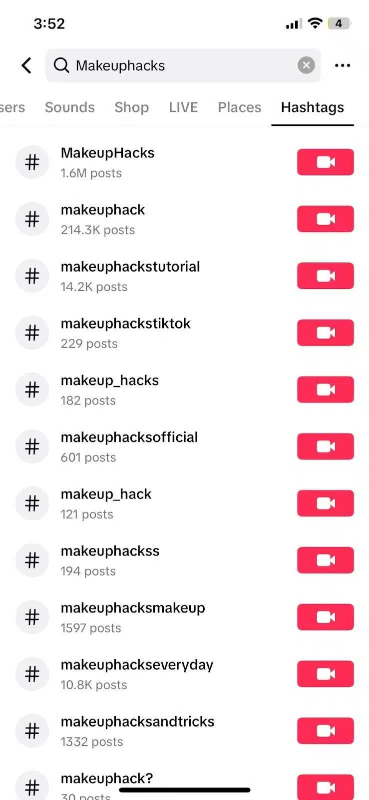 TikTok hashtags