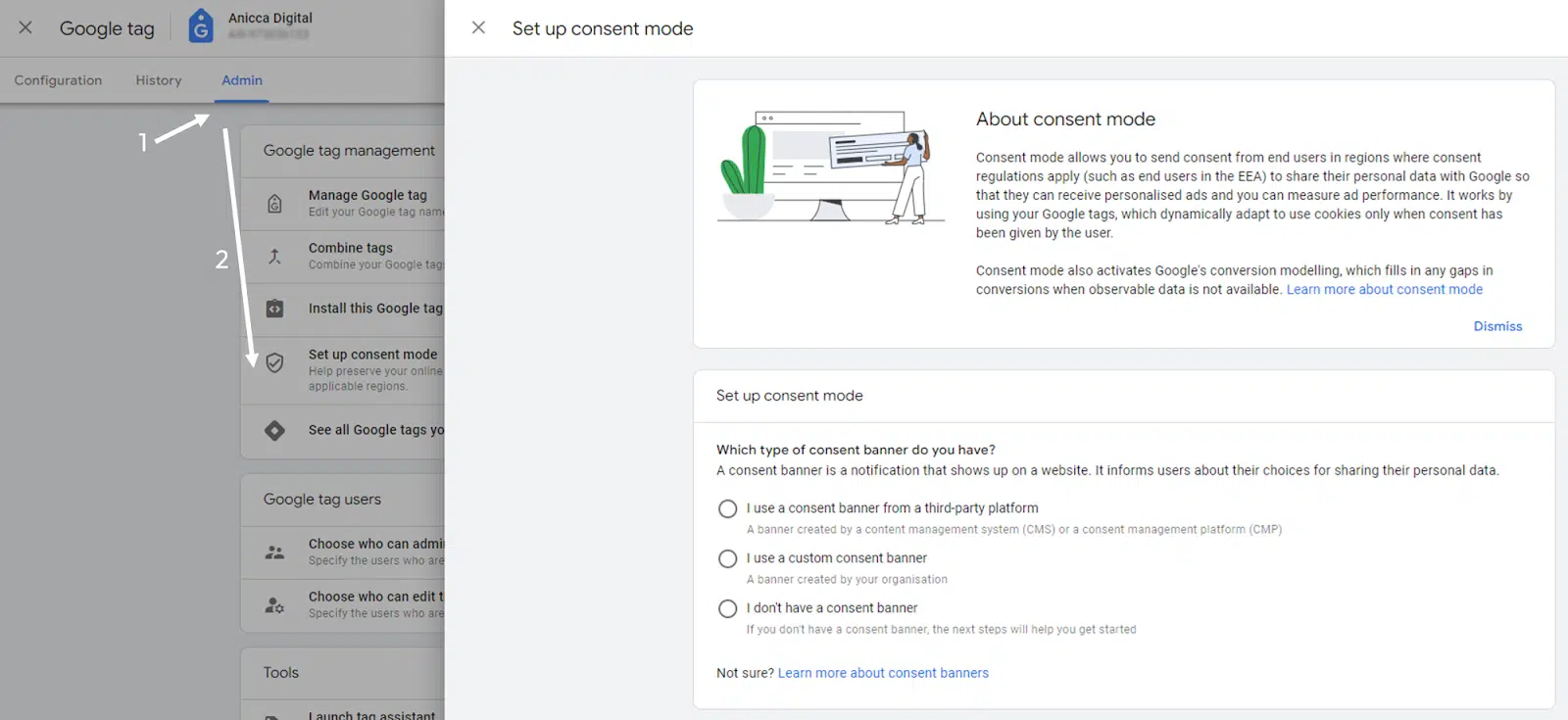 Configuring consent mode via Google Ads