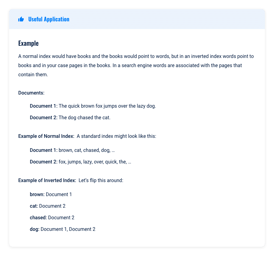 Inverted index - Useful application