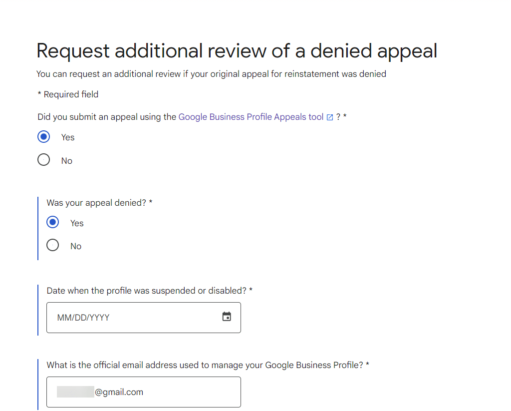 Request additional review of a denied appeal