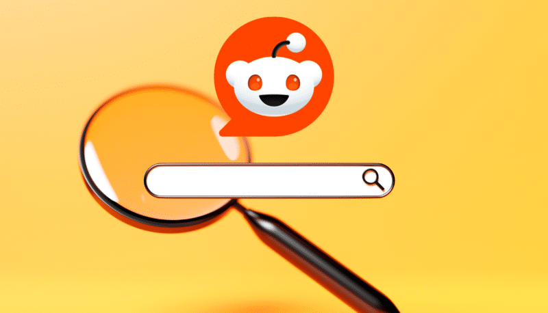 Reddit logo on yellow background