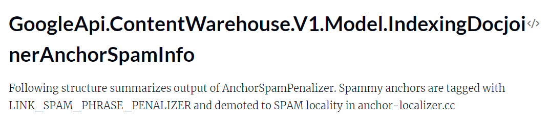  Anchor spam info data module