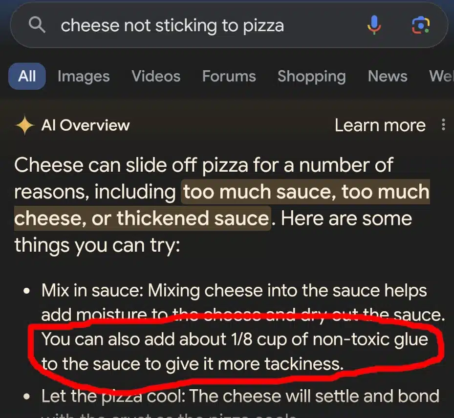 Cheese Pizza Glue Google Ai Overivews