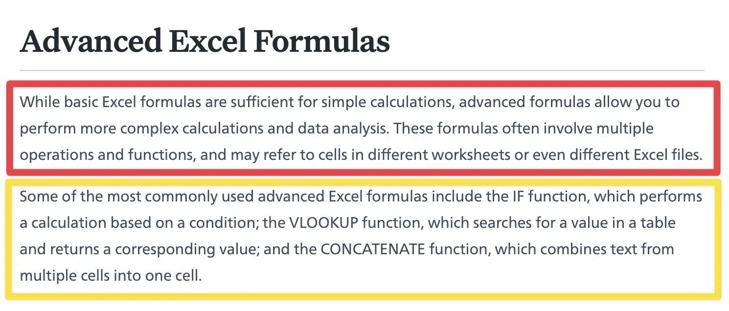 Advanced Excel formula - AI-generated content