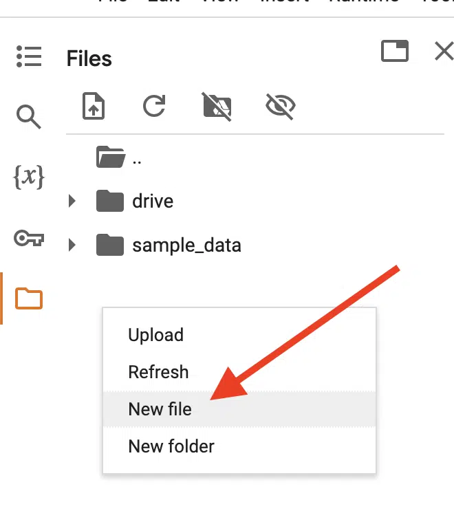 How to create a new file directly in Google Colab