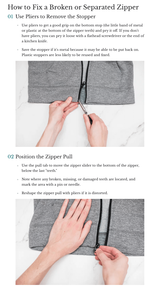 How to fix a zipper - top result