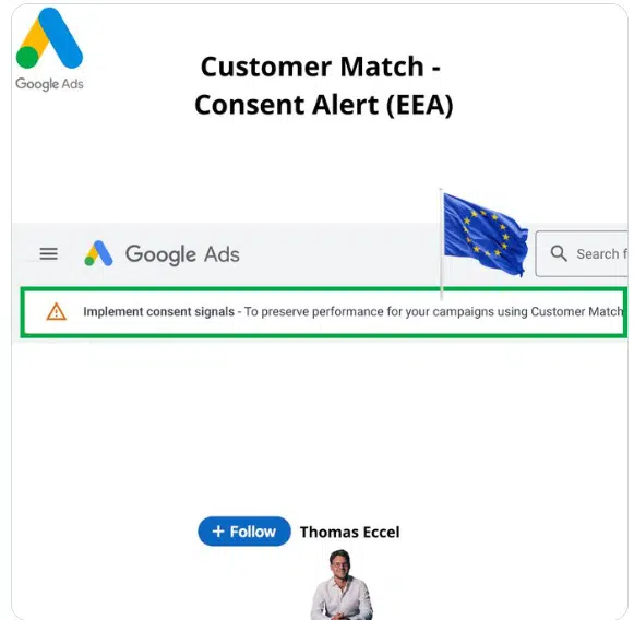 Google refuerza las reglas de consentimiento de la UE para anuncios de segmentación por clientes