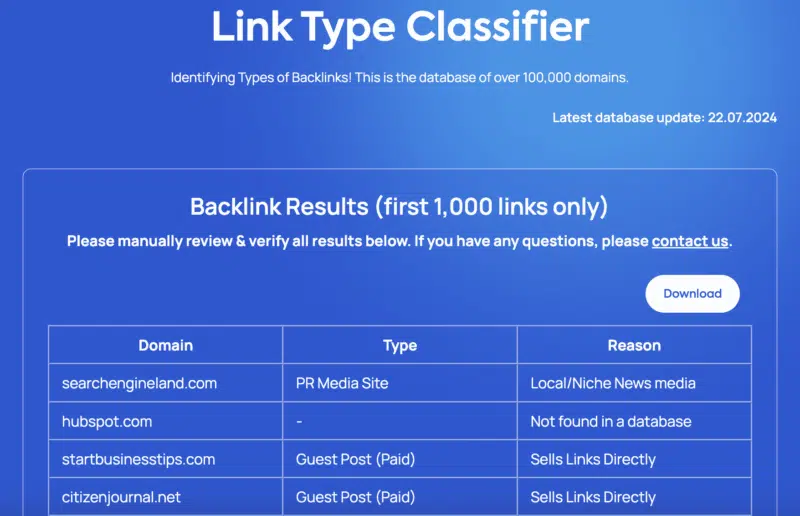 Admix 9º Resultado do Classificador de Tipo de Link