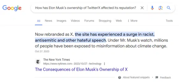 How has Elon Musk’s ownership of Twitter/X affected its reputation?