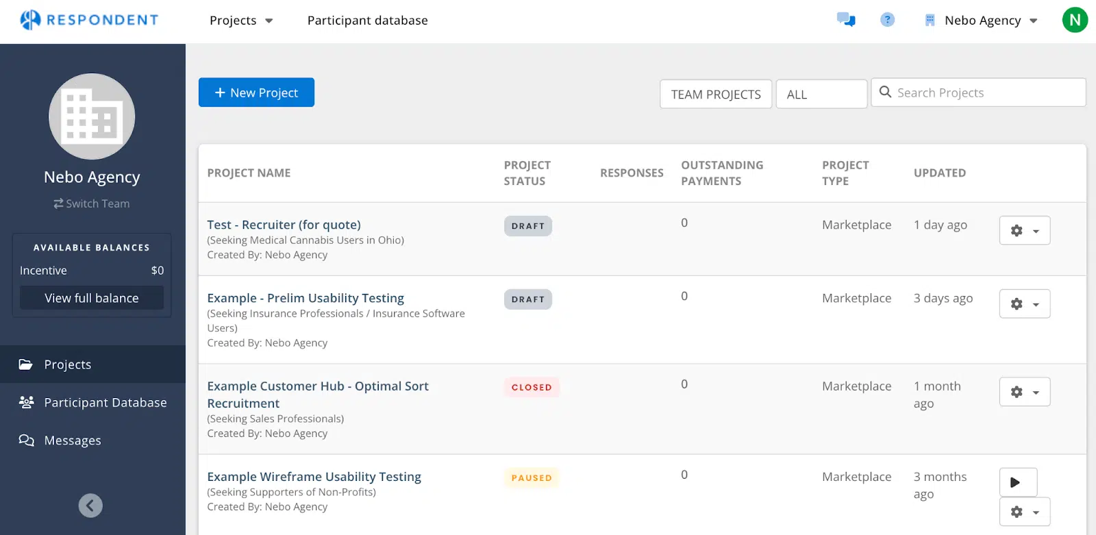 Respondent interface