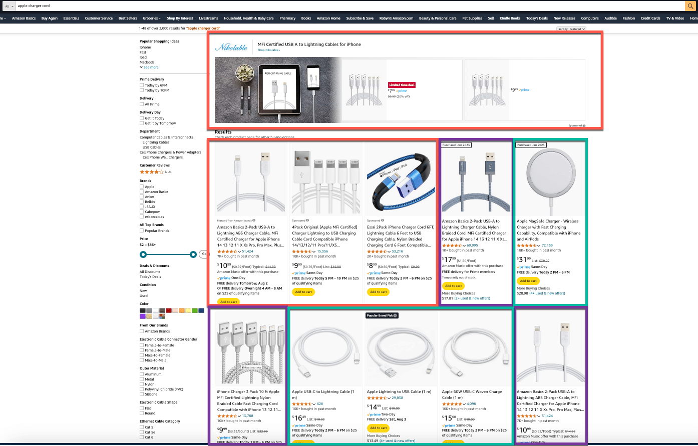 Apple charger cord - Amazon search