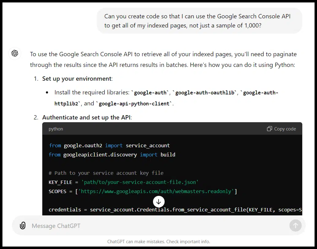 ChatGPT - GSC API code