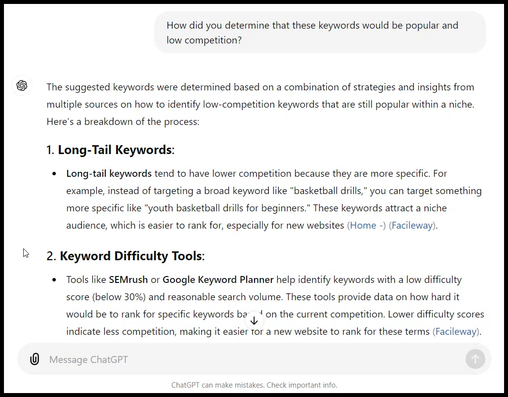 ChatGPT - How does ChatGPT determine that these are “popular and low competition”?