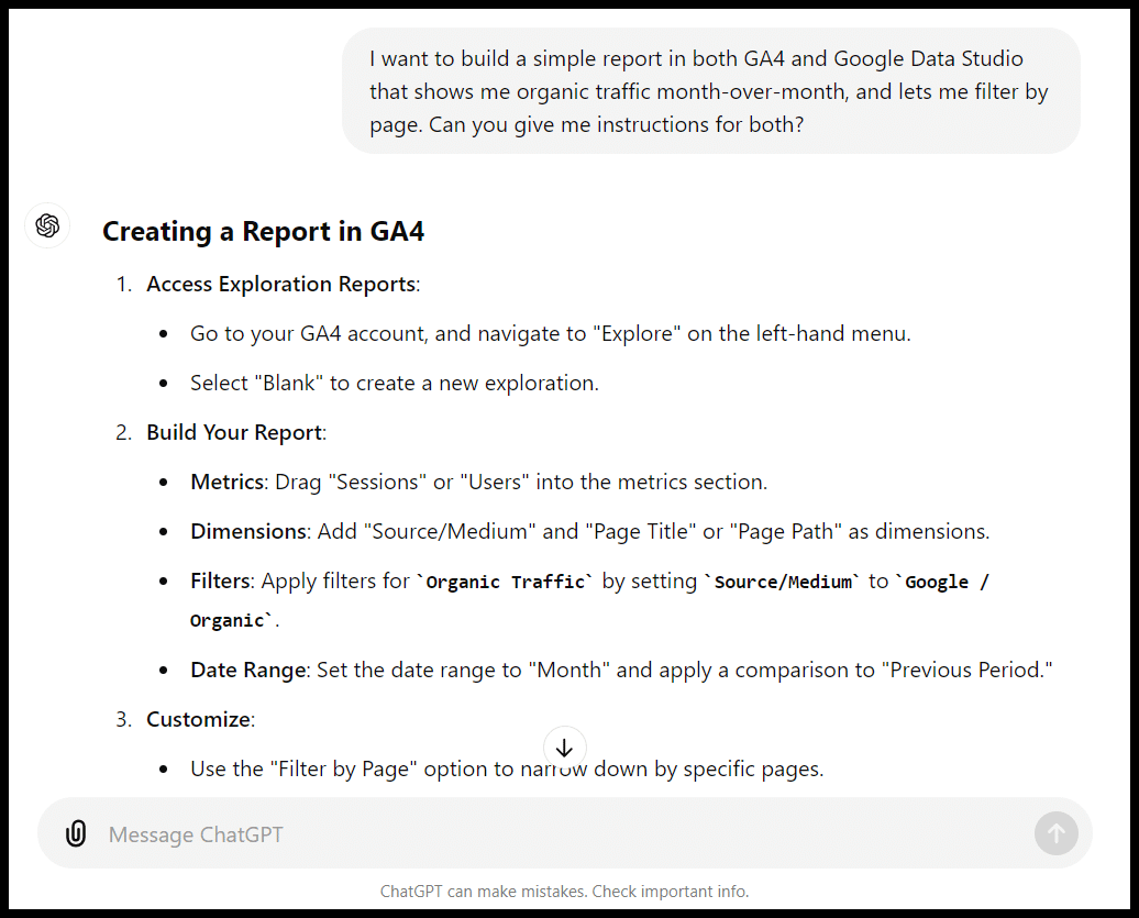 ChatGPT - Reporting setup