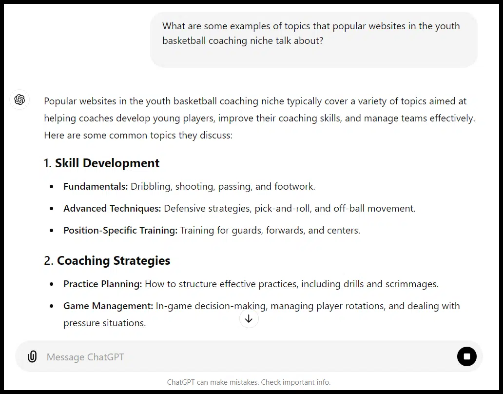 ChatGPT - keyword and topic brainstorms