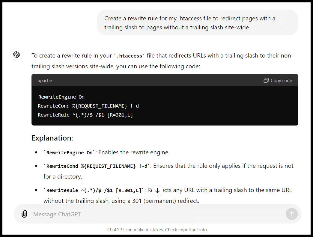ChatGPT rewrite rules