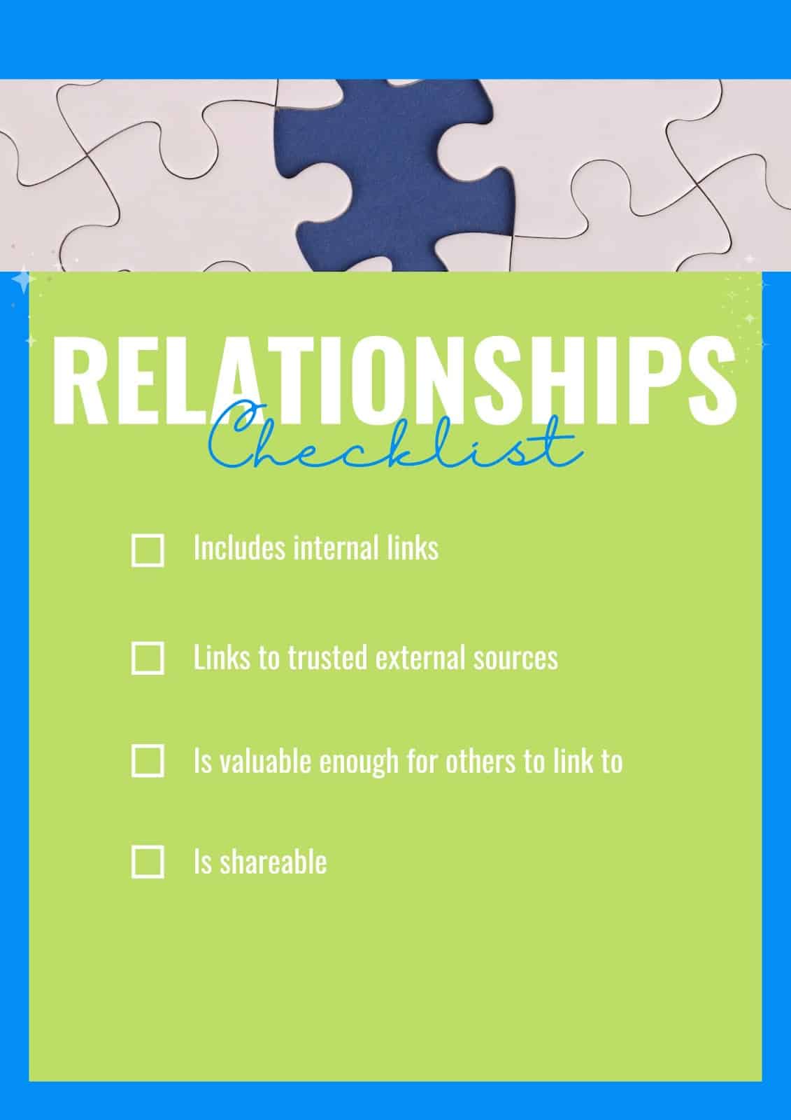 Checklist- A piece of a bigger picture (relationships)