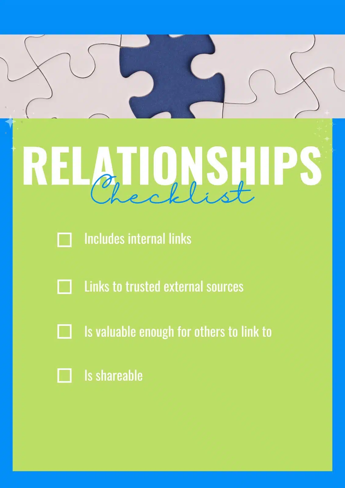 Checklist- A piece of a bigger picture (relationships)