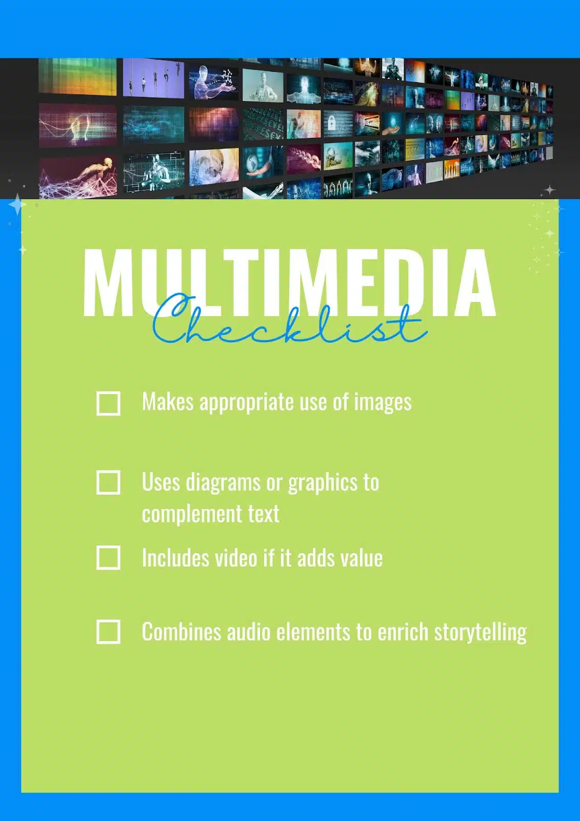 Checklist- Add multimedia elements