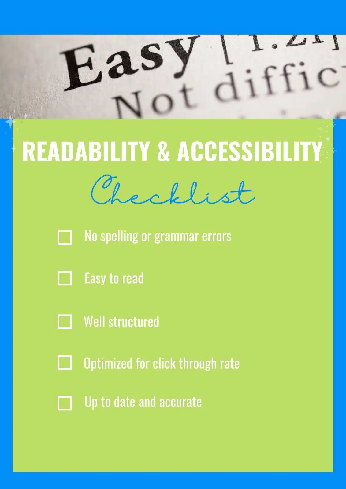 Checklist- Create correct, accessible and readable content