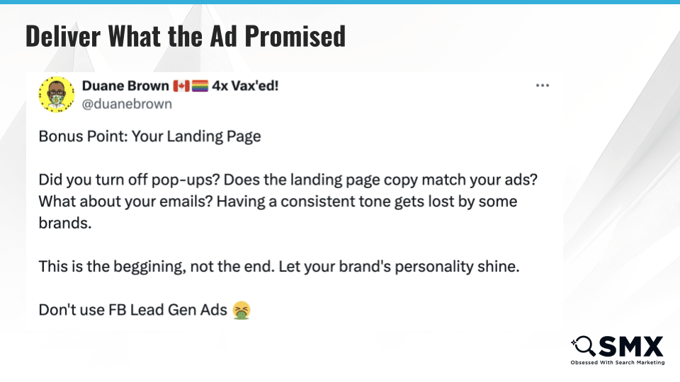 Deliver what your ad promised