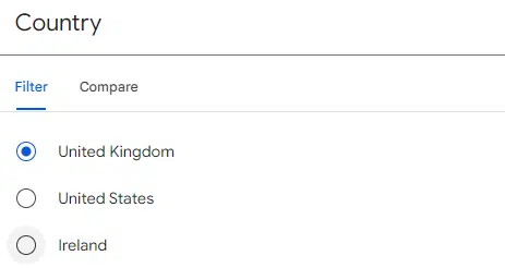 GSC filter to primary target geography