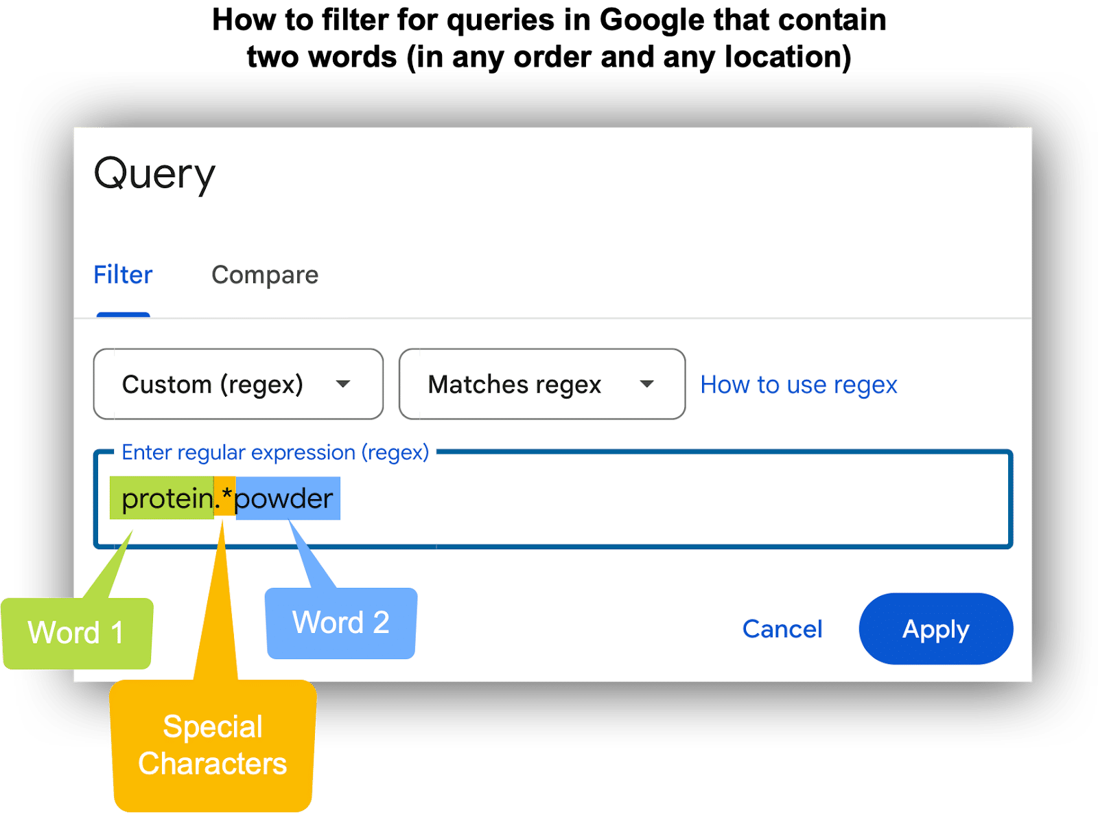 GSC regex filter