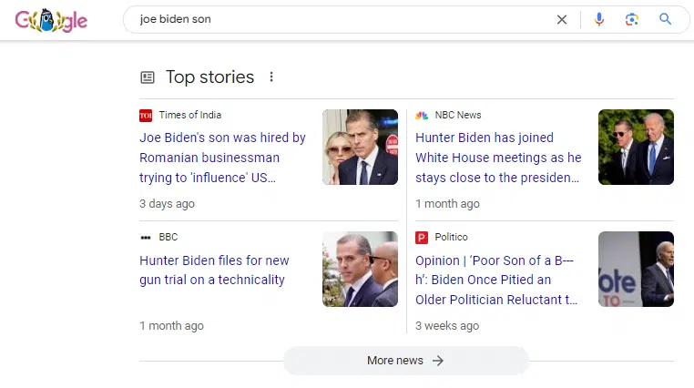 Joe Biden son - Google Top stories