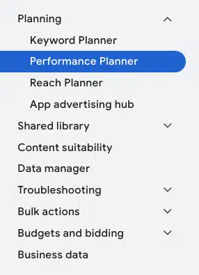 Performance Planner in Google Ads