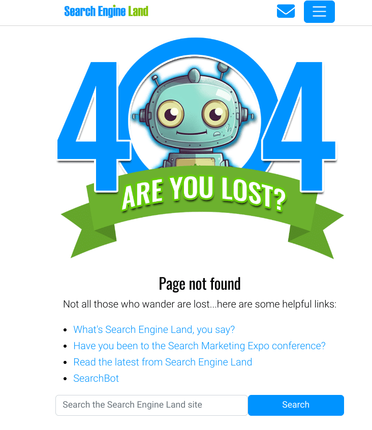 Custom 404 page, SearchEngineLand.com