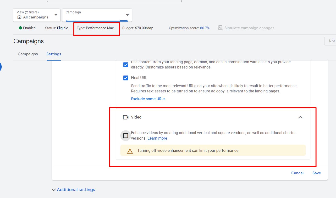 Google Ads adds Video Enhancement for Performance Max