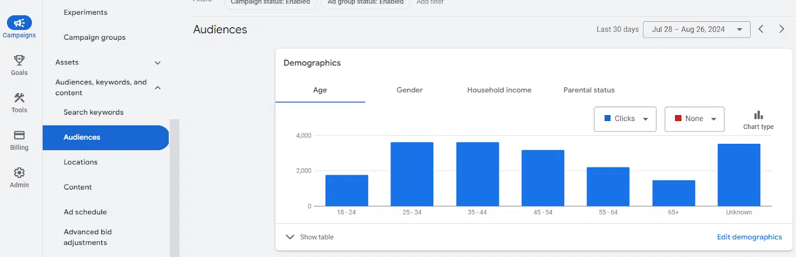 Google Ads - Audience demographics