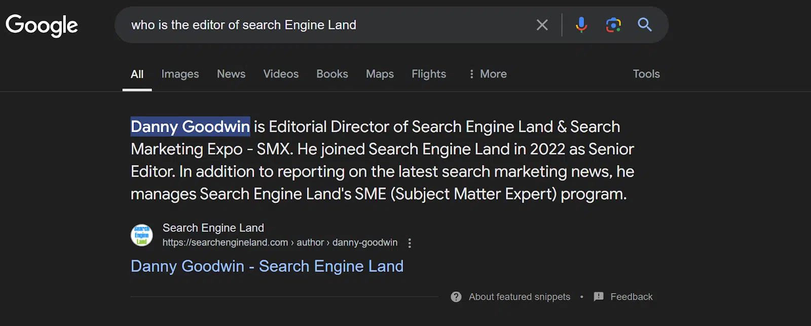 Google - Voice search query result pulled from the SERPs